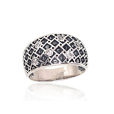 Silver ring, 18, 6.3 g, Silver 925 fineness, oxide (Plating), Zirkons