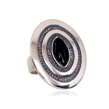 Серебряное кольцо, Серебро 925 проба, оксид (покрытие), Оникс