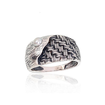 Women,  - Silver ring, 18, 4.5 g, Silver 925 fineness, oxide (Plating), Fresh-water Pearl