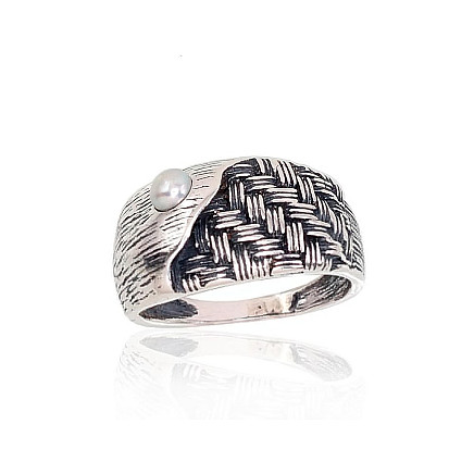 Women,  - Silver ring, 18, 4.7 g, Silver 925 fineness, oxide (Plating), Fresh-water Pearl