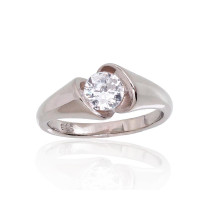 Silver ring, Silver 925 fineness, Rhodium (Plating), Zirkons