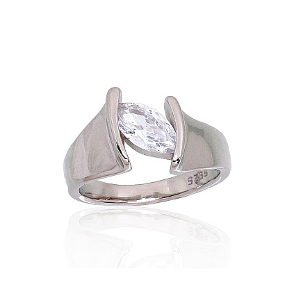 Women,  - Silver ring, 18, 5.5 g, Silver 925 fineness, Rhodium (Plating), Zirkons