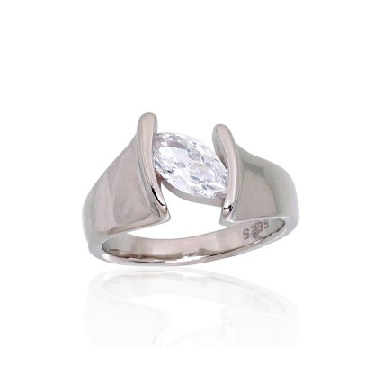 Women,  - Silver ring, 18.5, 5.6 g, Silver 925 fineness, Rhodium (Plating), Zirkons