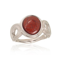 Silver ring, Silver 925 fineness, Rhodium (Plating), Jasper