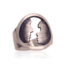 Love, Kiss, Silver ring, Silver 925 fineness, oxide (Plating)