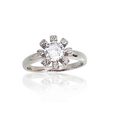 Silver ring, 18.5, 3.3 g, Silver 925 fineness, Rhodium (Plating), Zirkons