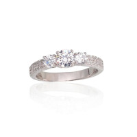 Серебряное кольцо, 17.5, 2.5 g, Серебро 925 проба, родий (покрытие), Цирконы
