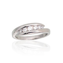 Silver ring, Silver 925 fineness, Rhodium (Plating), Zirkons