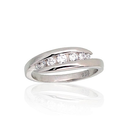 Women,  - Silver ring, 19, 3.2 g, Silver 925 fineness, Rhodium (Plating), Zirkons