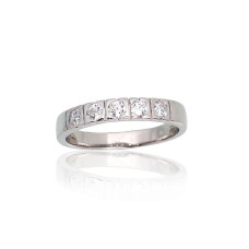 Серебряное кольцо, 17, 2.7 g, Серебро 925 проба, родий (покрытие), Цирконы