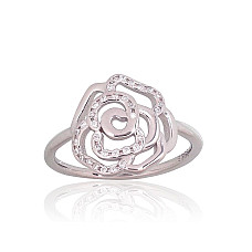 Серебряное кольцо, 17, 2.2 g, Серебро 925 проба, родий (покрытие), Цирконы