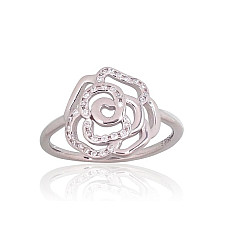 Серебряное кольцо, 17, 2.3 g, Серебро 925 проба, родий (покрытие), Цирконы