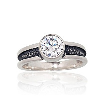 Серебряное кольцо, Серебро 925 проба, оксид (покрытие), Цирконы