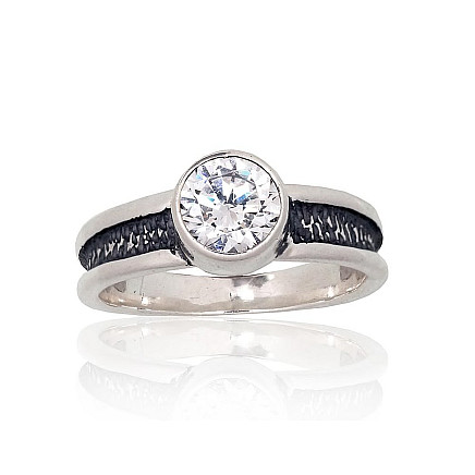 Women,  - Silver ring, 18, 5.3 g, Silver 925 fineness, oxide (Plating), Zirkons