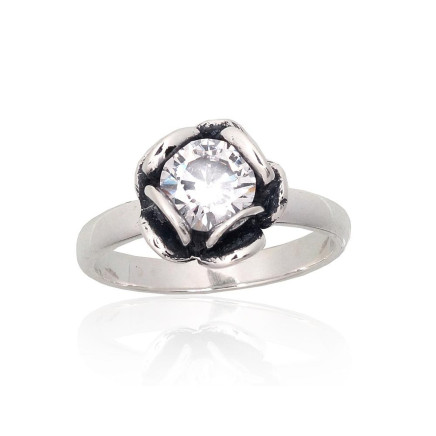 Women,  - Silver ring, 18.5, 4.4 g, Silver 925 fineness, oxide (Plating), Zirkons