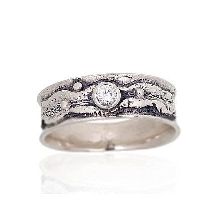 Women,  - Silver ring, 17, 5.7 g, Silver 925 fineness, oxide (Plating), Zirkons