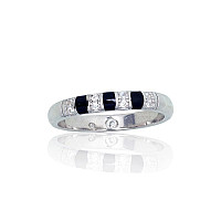 Серебряное кольцо, 15.5, 2.4 g, Серебро 925 проба, родий (покрытие), Цирконы , Ювелирная эмаль