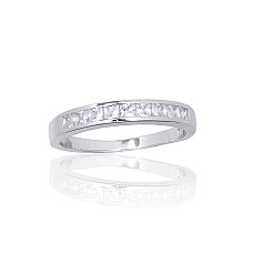 Silver ring, 17, 2.2 g, Silver 925 fineness, Rhodium (Plating), Zirkons