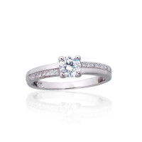 Серебряное кольцо, 17.5, 2 g, Серебро 925 проба, родий (покрытие), Цирконы