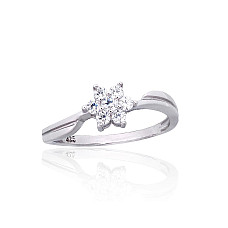 Silver ring, 18, 2.1 g, Silver 925 fineness, Rhodium (Plating), Zirkons