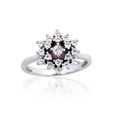 Серебряное кольцо, Серебро 925 проба, родий (покрытие), Цирконы