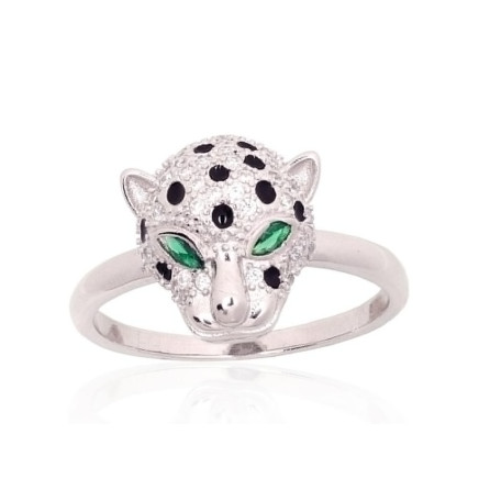 Women,  - Silver ring, 19, 3.1 g, Silver 925 fineness, Rhodium (Plating), Zirkons , Jewelery enamel