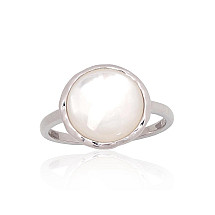 Серебряное кольцо, Серебро 925 проба, родий (покрытие), Перламутр
