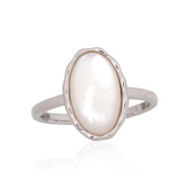 Серебряное кольцо, Серебро 925 проба, родий (покрытие), Перламутр