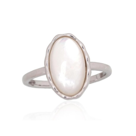 Women,  - Silver ring, 17.5, 2.8 g, Silver 925 fineness, Rhodium (Plating), Mother-of-pearl