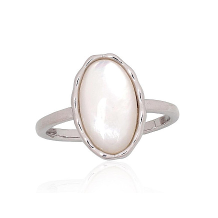 Women,  - Silver ring, 18, 2.8 g, Silver 925 fineness, Rhodium (Plating), Mother-of-pearl