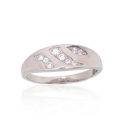 Women,  - Silver ring, 19, 2.6 g, Silver 925 fineness, Rhodium (Plating), Zirkons