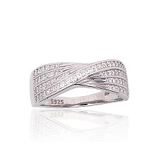Silver ring, 18, 3.6 g, Silver 925 fineness, Rhodium (Plating), Zirkons