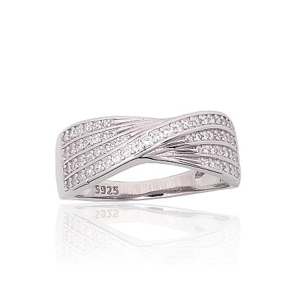 Women,  - Silver ring, 18, 3.6 g, Silver 925 fineness, Rhodium (Plating), Zirkons