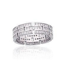 Серебряное кольцо, 17, 3.5 g, Серебро 925 проба, родий (покрытие), Цирконы