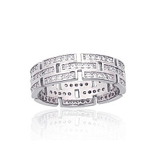 Серебряное кольцо, 18, 3.7 g, Серебро 925 проба, родий (покрытие), Цирконы