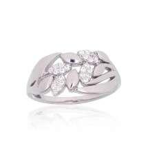 Silver ring, Silver 925 fineness, Rhodium (Plating), Zirkons