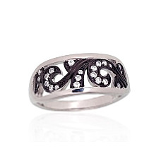Silver ring, 17.5, 3.4 g, Silver 925 fineness, Rhodium (Plating), Zirkons