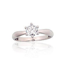 Серебряное кольцо, 17, 2.1 g, Серебро 925 проба, родий (покрытие), Цирконы