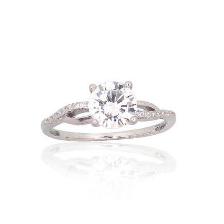 Women,  - Silver ring, 18, 2.1 g, Silver 925 fineness, Rhodium (Plating), Zirkons