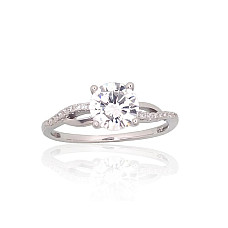 Silver ring, 18, 2.2 g, Silver 925 fineness, Rhodium (Plating), Zirkons