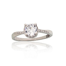Серебряное кольцо, 17.5, 1.8 g, Серебро 925 проба, родий (покрытие), Цирконы