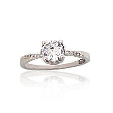 Серебряное кольцо, 19, 2.4 g, Серебро 925 проба, родий (покрытие), Цирконы