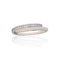 Серебряное кольцо, 19, 1.7 g, Серебро 925 проба, родий (покрытие), Цирконы
