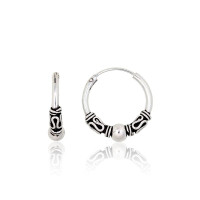 Серебряные серьги-кольца, 1.7 g, Серебро 925 проба, оксид (покрытие)