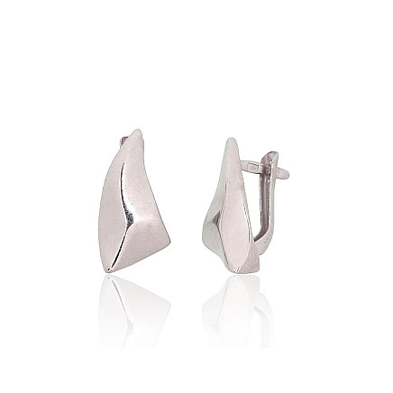 English lock,  - Silver earrings with english lock, 3 g, Silver 925 fineness, Rhodium (Plating)