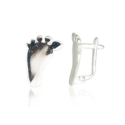 English lock,  - Silver earrings with english lock, 2.1 g, Silver 925 fineness