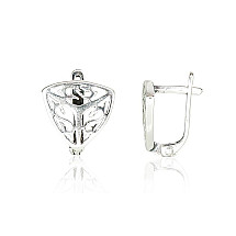 Silver earrings with 'english' lock, Silver 925 fineness, oxide (Plating)