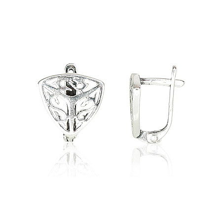 English lock,  - Silver earrings with english lock, 1.9 g, Silver 925 fineness, oxide (Plating)