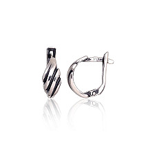 Silver earrings with 'english' lock, Silver 925 fineness, oxide (Plating)