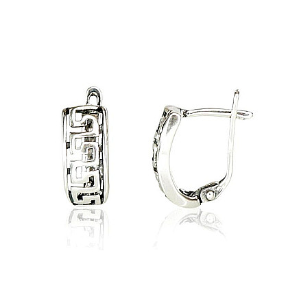 English lock,  - Silver earrings with english lock, 2 g, Silver 925 fineness, oxide (Plating)